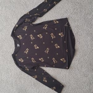 Old Navy Black & Gold Unicorn Print Shirt, GIRLS size L